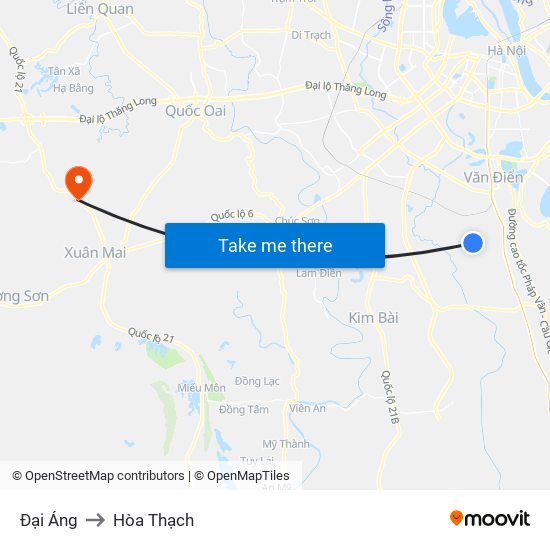 Đại Áng to Hòa Thạch map