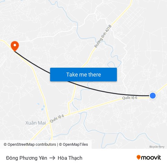 Đông Phương Yên to Hòa Thạch map