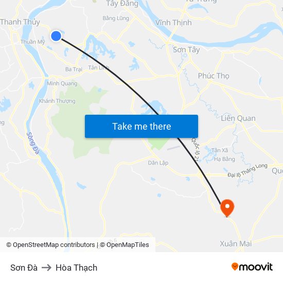 Sơn Đà to Hòa Thạch map