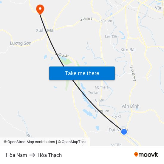 Hòa Nam to Hòa Thạch map