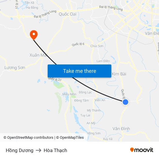 Hồng Dương to Hòa Thạch map