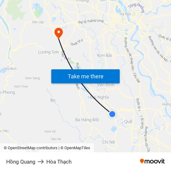 Hồng Quang to Hòa Thạch map