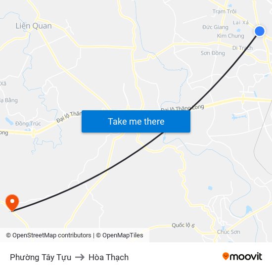 Phường Tây Tựu to Hòa Thạch map