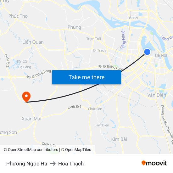 Phường Ngọc Hà to Hòa Thạch map