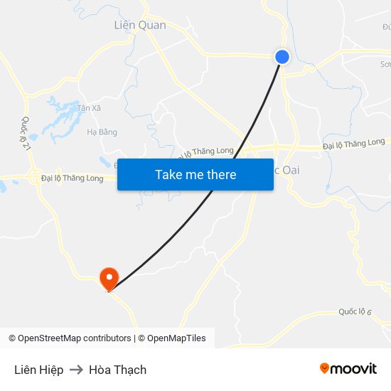 Liên Hiệp to Hòa Thạch map