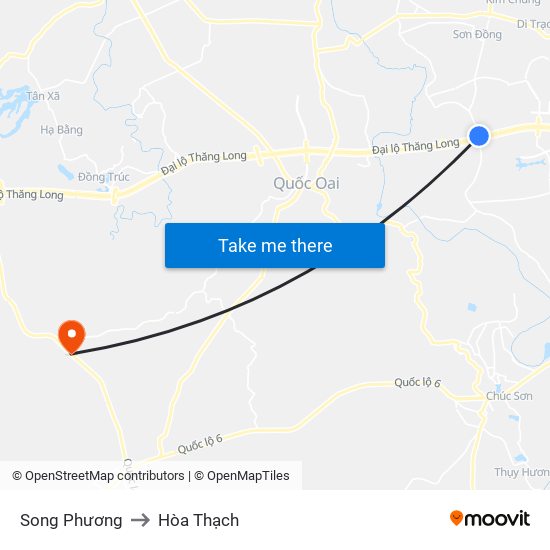 Song Phương to Hòa Thạch map