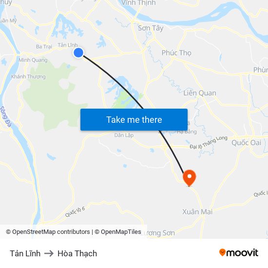 Tản Lĩnh to Hòa Thạch map