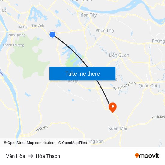 Vân Hòa to Hòa Thạch map