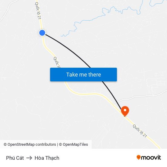 Phú Cát to Hòa Thạch map