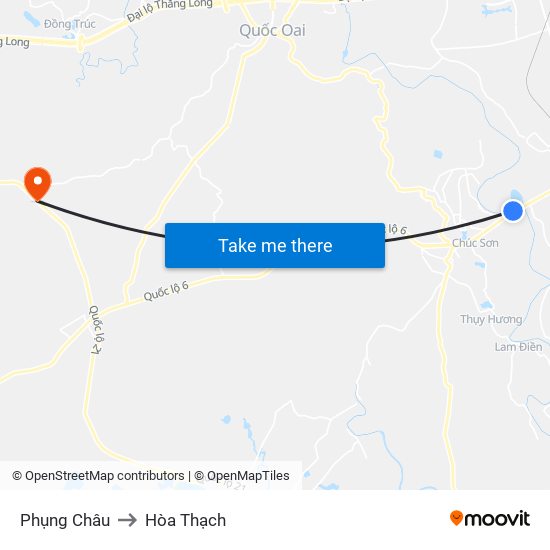 Phụng Châu to Hòa Thạch map