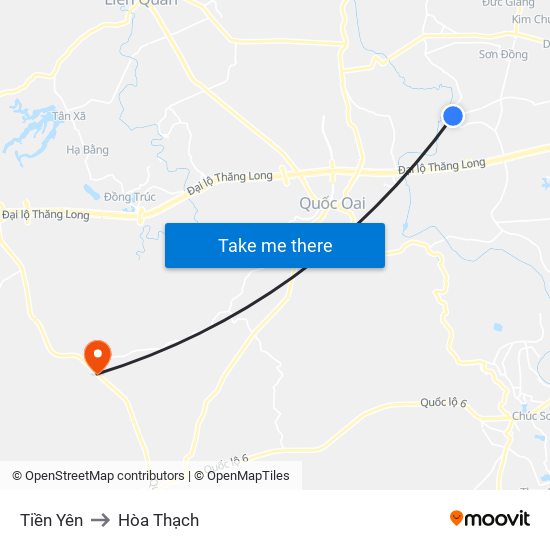 Tiền Yên to Hòa Thạch map