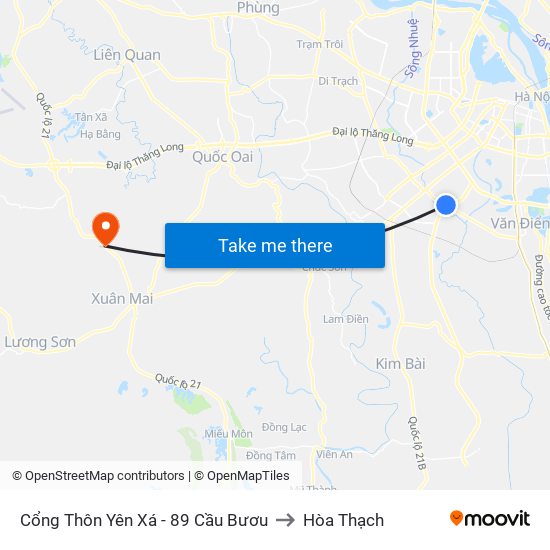 Cổng Thôn Yên Xá - 89 Cầu Bươu to Hòa Thạch map