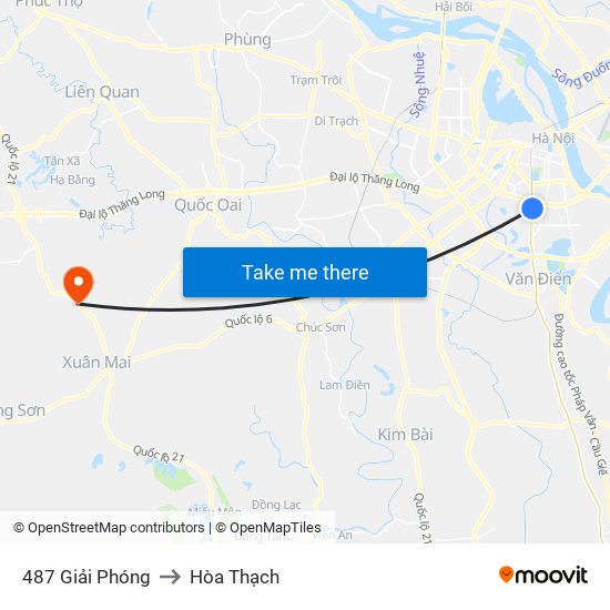 487 Giải Phóng to Hòa Thạch map