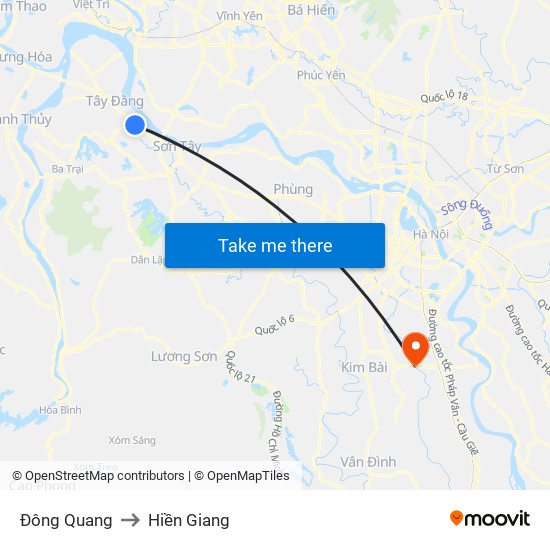 Đông Quang to Hiền Giang map