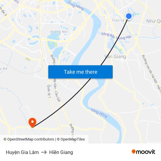 Huyện Gia Lâm to Hiền Giang map