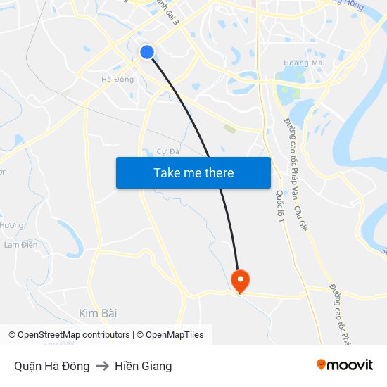 Quận Hà Đông to Hiền Giang map