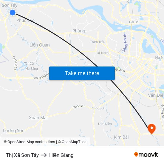 Thị Xã Sơn Tây to Hiền Giang map