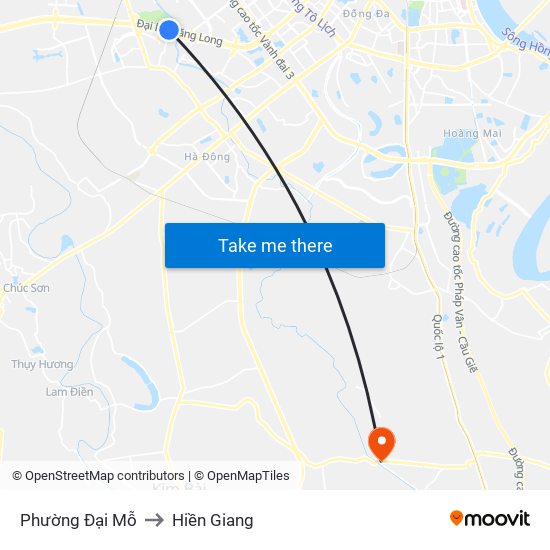Phường Đại Mỗ to Hiền Giang map