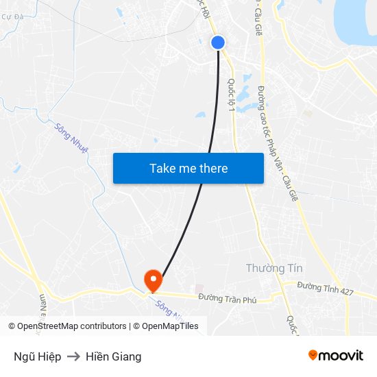 Ngũ Hiệp to Hiền Giang map