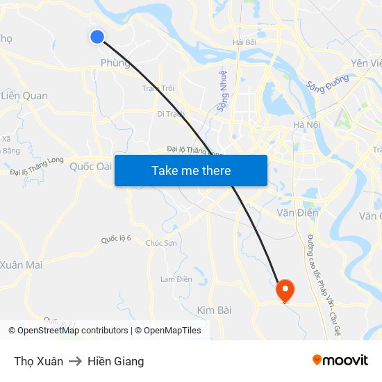 Thọ Xuân to Hiền Giang map