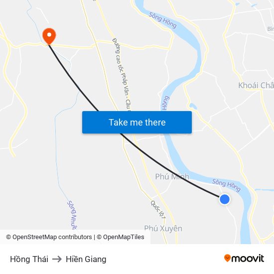 Hồng Thái to Hiền Giang map