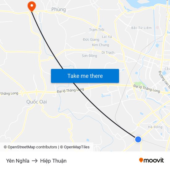 Yên Nghĩa to Hiệp Thuận map