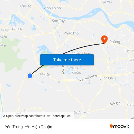 Yên Trung to Hiệp Thuận map