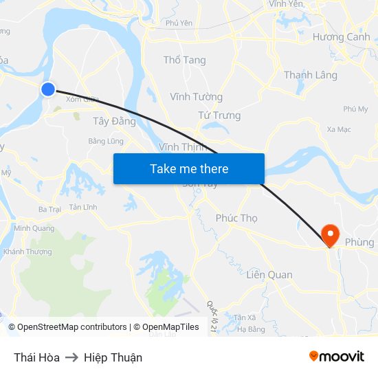 Thái Hòa to Hiệp Thuận map