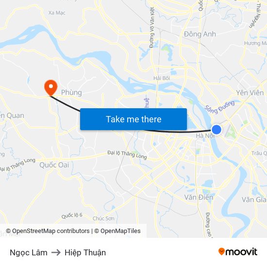 Ngọc Lâm to Hiệp Thuận map