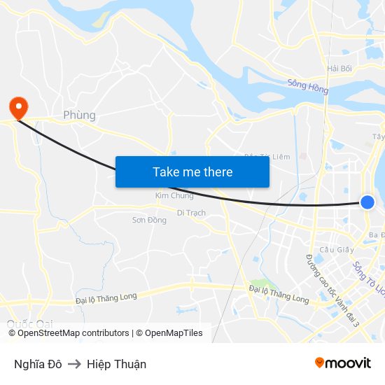 Nghĩa Đô to Hiệp Thuận map