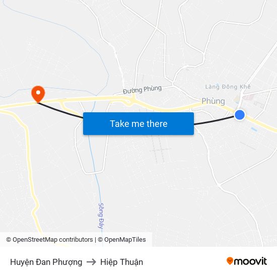 Huyện Đan Phượng to Hiệp Thuận map