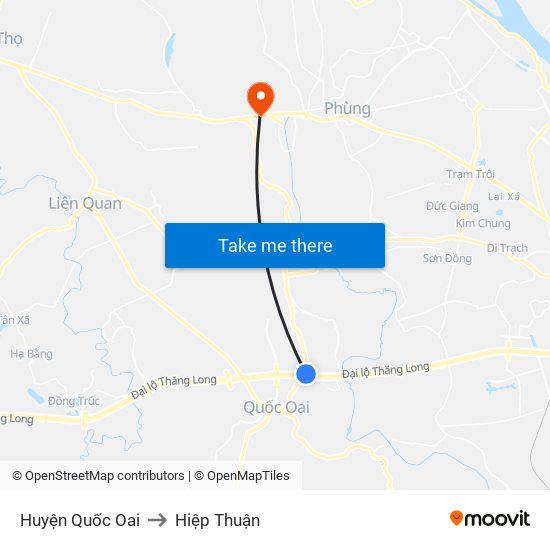 Huyện Quốc Oai to Hiệp Thuận map