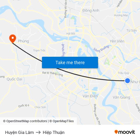 Huyện Gia Lâm to Hiệp Thuận map