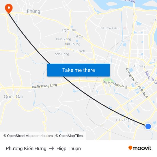 Phường Kiến Hưng to Hiệp Thuận map