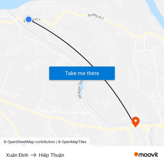 Xuân Đình to Hiệp Thuận map