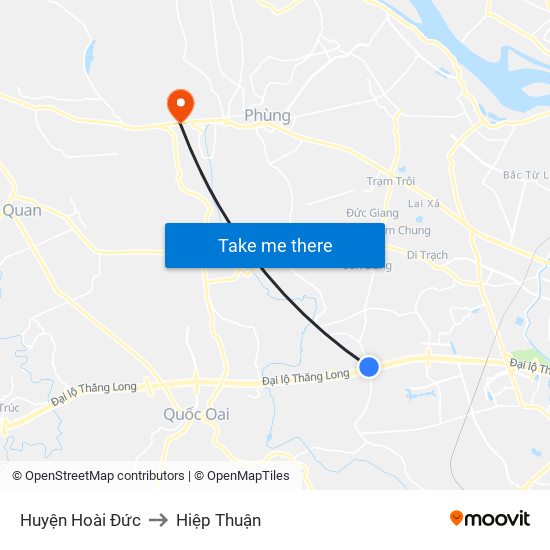 Huyện Hoài Đức to Hiệp Thuận map