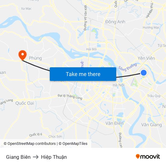 Giang Biên to Hiệp Thuận map