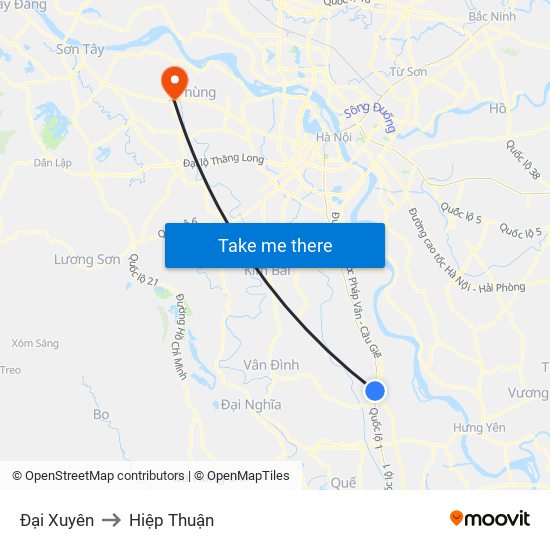 Đại Xuyên to Hiệp Thuận map