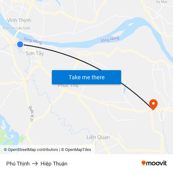 Phú Thịnh to Hiệp Thuận map