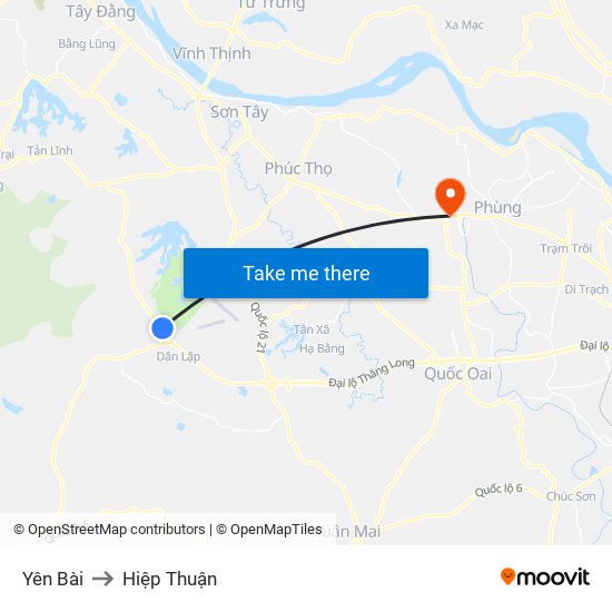 Yên Bài to Hiệp Thuận map