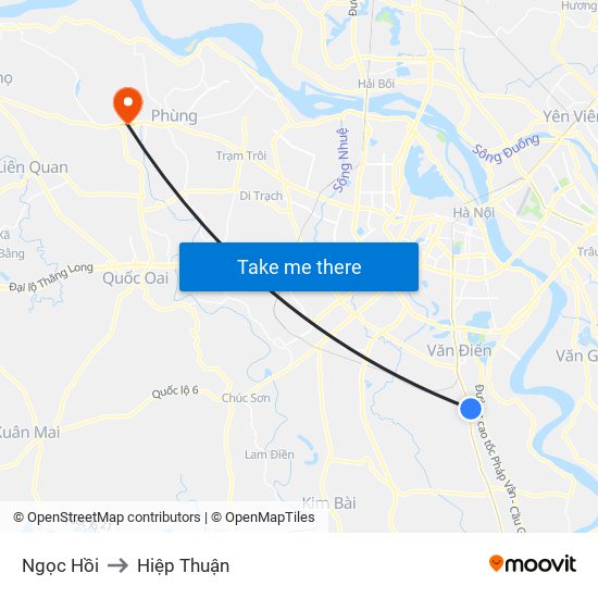 Ngọc Hồi to Hiệp Thuận map