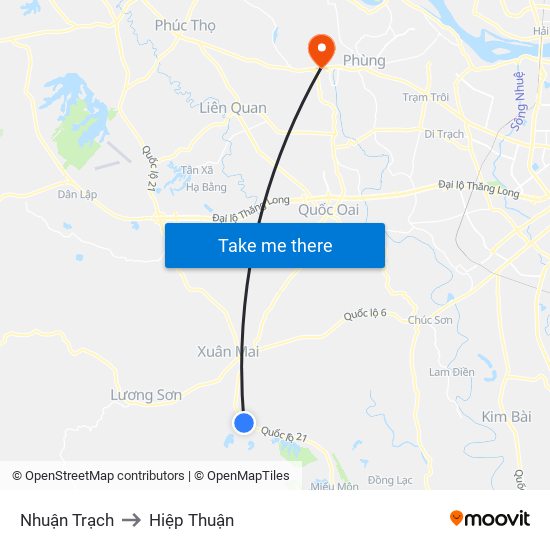 Nhuận Trạch to Hiệp Thuận map