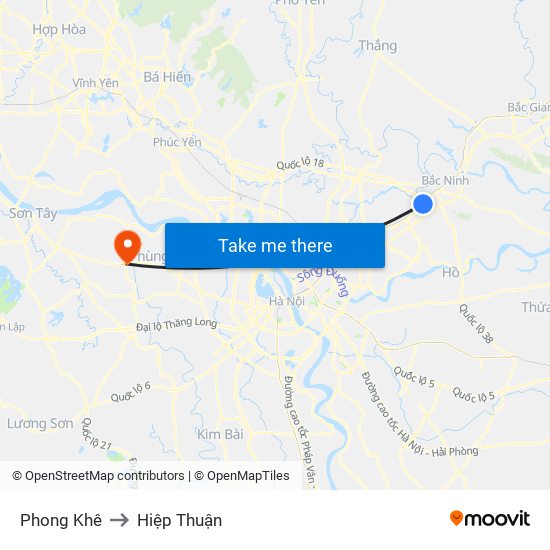 Phong Khê to Hiệp Thuận map