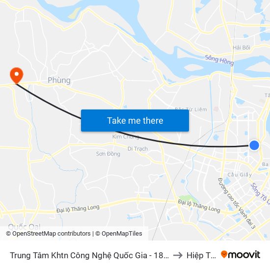 Trung Tâm Khtn Công Nghệ Quốc Gia - 18 Hoàng Quốc Việt to Hiệp Thuận map