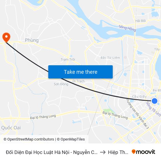 Đối Diện Đại Học Luật Hà Nội - Nguyễn Chí Thanh to Hiệp Thuận map