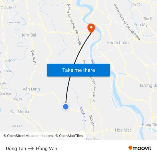 Đồng Tân to Hồng Vân map