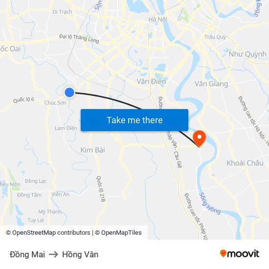 Đồng Mai to Hồng Vân map