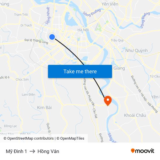 Mỹ Đình 1 to Hồng Vân map