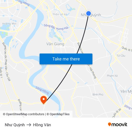 Như Quỳnh to Hồng Vân map