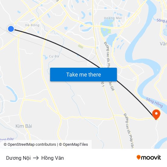 Dương Nội to Hồng Vân map